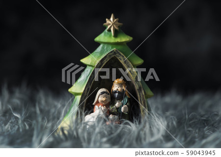 the holy family on a gray artificial fur the holy family on a gray artificial fur 59043945