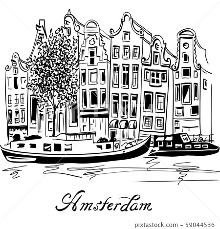 Vector city view of Amsterdam canal Vector city view of Amsterdam canal 59044536