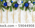 Christmas decorations, blue and white balls on a 59044908