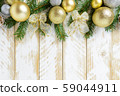Christmas decorations, golden color balls on a 59044911
