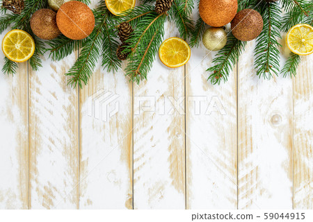 Christmas decorations, orange balls and orange Christmas decorations, orange balls and orange 59044915