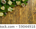 Christmas decorations, golden color balls and pine 59044918
