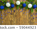 Christmas decorations, blue and white balls on a 59044923