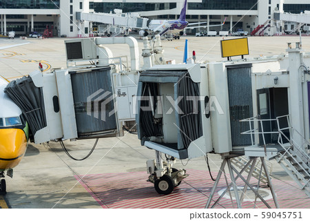 Cabin of plane with gate way passengers Cabin of plane with gate way passengers 59045751