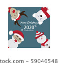 Merry Christmas and New Year 2020 Greeting Cards with Santa Claus, Deer, Polar Bears And cute cartoon characters on the winter holidays - vector 59046548