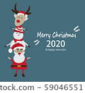 Merry Christmas and greeting cards for the festive New Year 2020 with Santa Claus and deer. And cute cartoon characters on winter holidays - vector 59046551