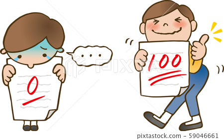 Test Results 0 And 100 Points For Boys Stock Illustration