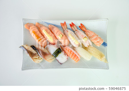 Japanese sushi nigiri of Salmon, Shrimp, Saba, Japanese sushi nigiri of Salmon, Shrimp, Saba, 59046875