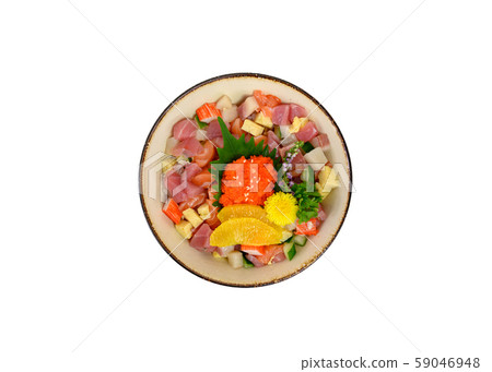 Donburi variety diced raw fish with vegetable set 59046948