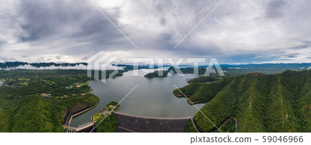Scenery of Dam in tropical rainforest with hydro Scenery of Dam in tropical rainforest with hydro 59046966