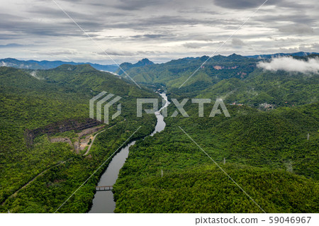 Scenery of Dam in tropical rainforest in national Scenery of Dam in tropical rainforest in national 59046967