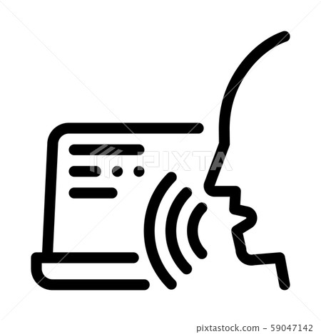 Laptop Human Voice Control Icon Vector... - Stock Illustration ...