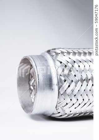 Full-contrast image flexible connection to the exhaust system of a passenger car on a gray gradient 59047176