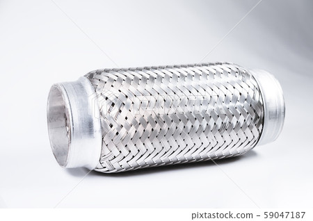 Full-contrast image flexible connection to the exhaust system of a passenger car on a gray gradient 59047187