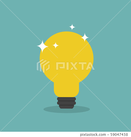 Flat style light bulb icon on green background. - Stock Illustration ...