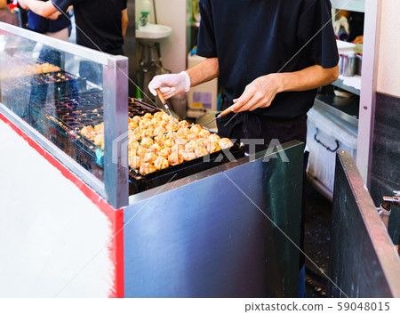 Takoyaki Takoyaki Takoyaki Takoyaki Stalls Body Parts Parts Cut Landscape Osaka Japan Yatai Fair 59048015