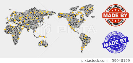 Mosaic World Map of Production Items and Made... - Stock Illustration ...