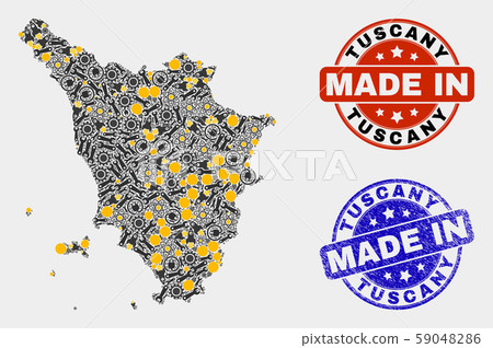 Mosaic Tuscany Region Map of Technology Items and Made In Grunge Seal Mosaic Tuscany Region Map of Technology Items and Made In Grunge Seal 59048286