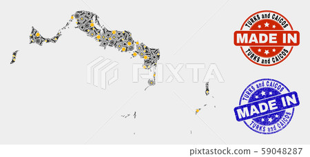 Mosaic Turks and Caicos Islands Map of Industrial Items and Made In Grunge Seal Mosaic Turks and Caicos Islands Map of Industrial Items and Made In Grunge Seal 59048287
