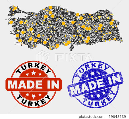 Mosaic Turkey Map of Workshop Elements and Made In Grunge Stamp Mosaic Turkey Map of Workshop Elements and Made In Grunge Stamp 59048289