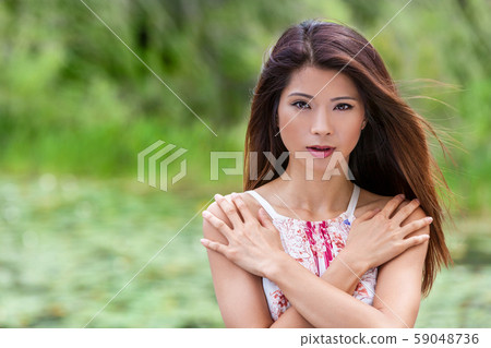 Beautiful Chinese Asian Young Woman Girl Outdoor Portrait 59048736