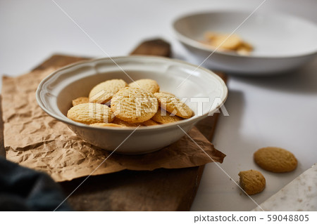 Butter cookies on the wooden table. Butter cookies on the wooden table. 59048805