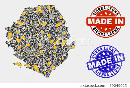 Mosaic Sierra Leone Map of Industry Items and... - Stock Illustration ...