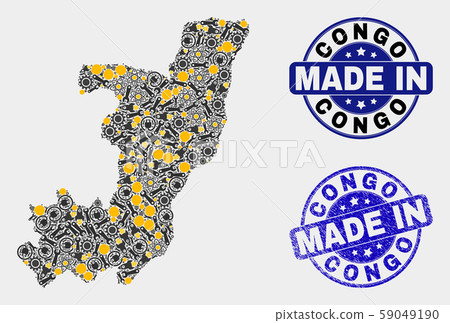 Mosaic Republic of the Congo Map of Industrial... - Stock Illustration ...