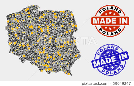 Mosaic Poland Map of Workshop Items and Made In Grunge Seal Mosaic Poland Map of Workshop Items and Made In Grunge Seal 59049247