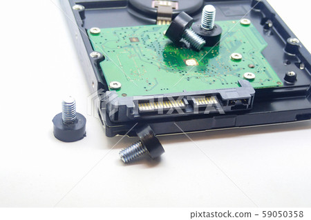 hdd disk closeup circuit board chip white hdd disk closeup circuit board chip white 59050358