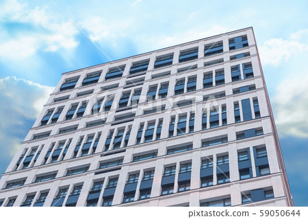 tall building new white windows focus bottom up 59050644