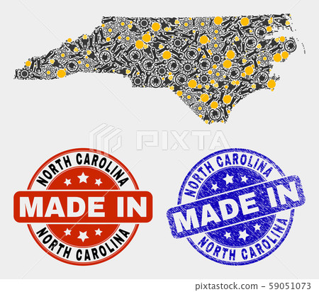Mosaic North Carolina State Map of Workshop... - Stock Illustration ...