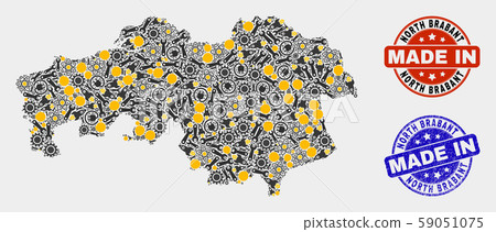 Mosaic North Brabant Province Map of Technology Items and Made In Grunge Stamp Mosaic North Brabant Province Map of Technology Items and Made In Grunge Stamp 59051075