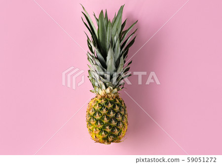 One fresh pineapple isolated on pink top view One fresh pineapple isolated on pink top view 59051272