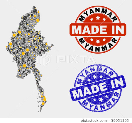 Mosaic Myanmar Map of Technology Items and Made In Grunge Seal Mosaic Myanmar Map of Technology Items and Made In Grunge Seal 59051305