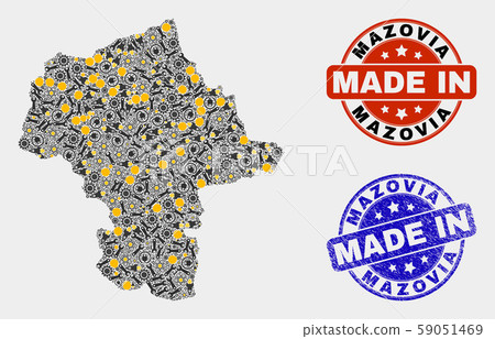 Mosaic Mazovia Province Map of Technology Elements and Made In Grunge Seal Mosaic Mazovia Province Map of Technology Elements and Made In Grunge Seal 59051469