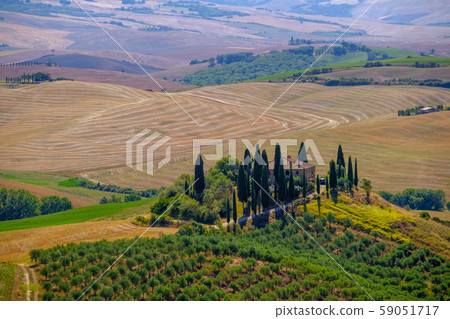 Tuscany summer valley early morning Tuscany summer valley early morning 59051717
