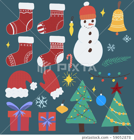 Doodle new year, christmas set for celebration decoration design. 59052878