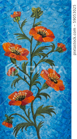Flower with orange blossoms and blue background Flower with orange blossoms and blue background 59053025