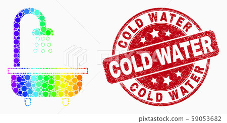 Vector Spectrum Pixelated Shower Bath Icon and Scratched Cold Water Watermark Vector Spectrum Pixelated Shower Bath Icon and Scratched Cold Water Watermark 59053682