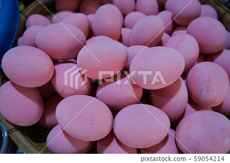 Group of Pink Century eggs also known as preserved egg, hundred-year egg, thousand-year egg are a Chinese preserved food product and delicacy made by preserving duck, 59054214