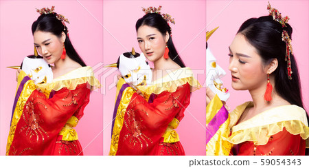 Chinese Traditional Costume Opera woman pink Chinese Traditional Costume Opera woman pink 59054343