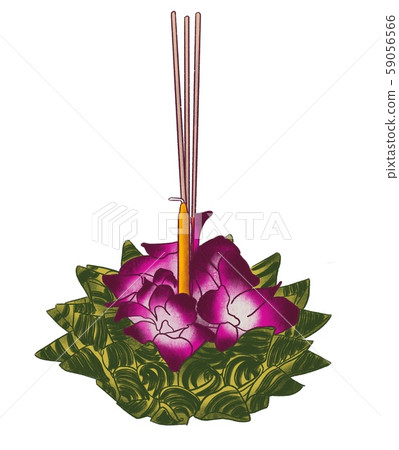 Flower decoration in Loy Krathong festivel isolated on white Flower decoration in Loy Krathong festivel isolated on white 59056566