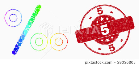 Vector Spectrum Pixelated Per Mille Icon and Distress 5 Stamp Vector Spectrum Pixelated Per Mille Icon and Distress 5 Stamp 59056803