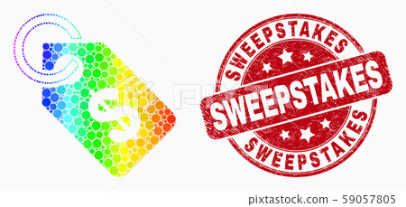 Vector Spectral Pixelated Price Tag Icon and Distress Sweepstakes Watermark Vector Spectral Pixelated Price Tag Icon and Distress Sweepstakes Watermark 59057805