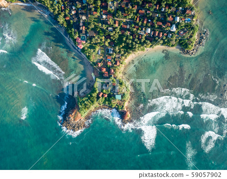 Aerial view of beautiful seascape with fishermen 59057902