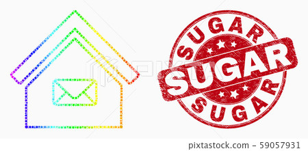 Vector Spectrum Pixel Post Office Icon and Scratched Sugar Stamp Seal Vector Spectrum Pixel Post Office Icon and Scratched Sugar Stamp Seal 59057931