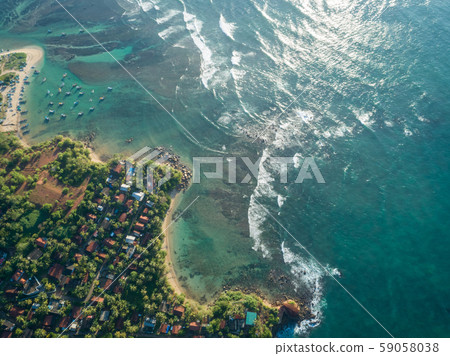 Aerial view of beautiful seascape with fisherman Aerial view of beautiful seascape with fisherman 59058038