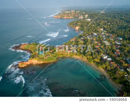 Aerial view of beautiful seascape with fisherman Aerial view of beautiful seascape with fisherman 59058068