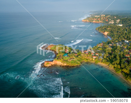 Aerial view of beautiful seascape with fisherman Aerial view of beautiful seascape with fisherman 59058078